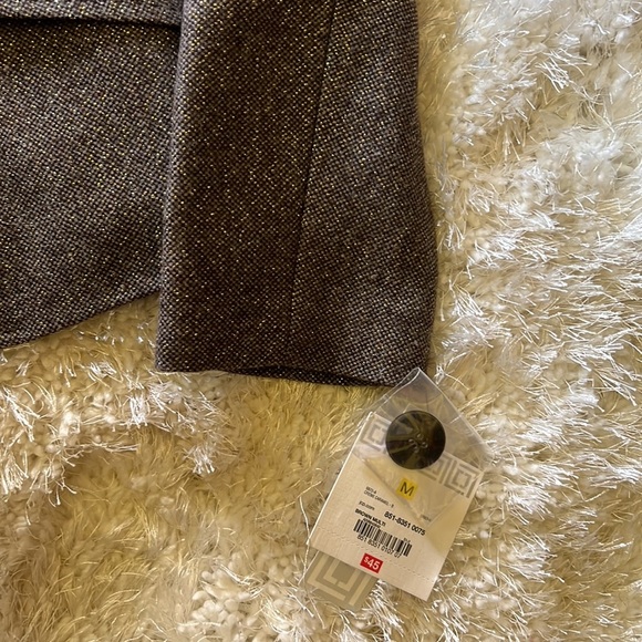 Liz Claiborne NWT sparkly gold thread/brown holiday blazer w patches szM - Picture 4 of 7